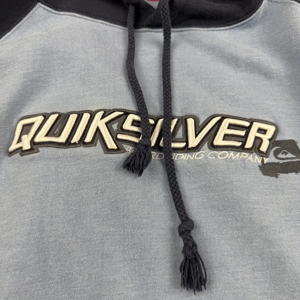 Quicksilver Hoodie 2 tone Vintage Skate Surfwear 90s Y2K Blue size L